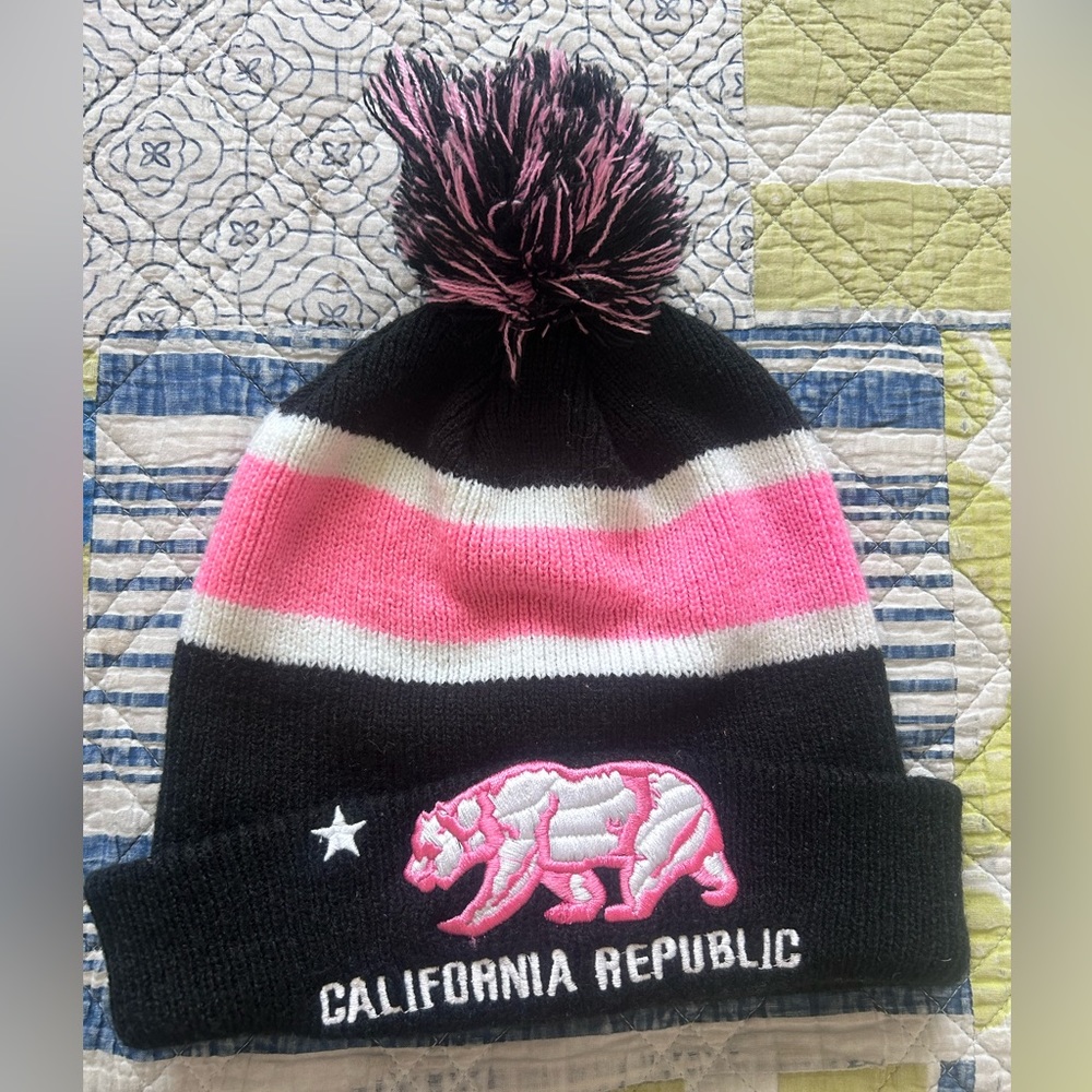 Pink & black beanie